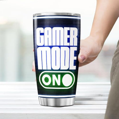 Mode On Insulated Stainless Steel Tumbler, Funny Gaming Cup for Men Boys Teenagers, I Paused My Game to Be Here 20oz Travel Mug for Coffee Water Juice Gift - color: Gamer Life J3