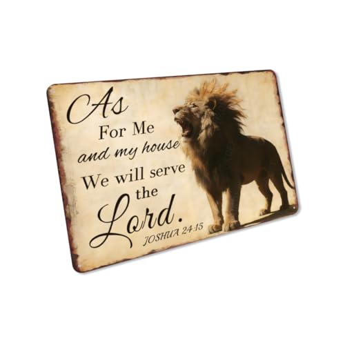 Christian Metal Sign Lion Sign Bible Verse Metal Signs 12x16 Inch - color: JOSHUA 24-15_1, size: 12x16 Inch