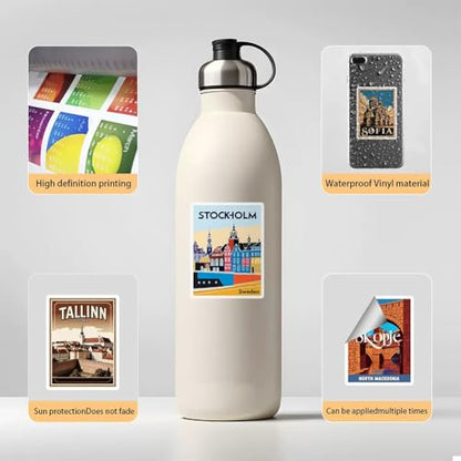 Europe Travel Stickers 50Pcs European Cities Theme Waterproof Vinyl Decals - color: Europe Travel