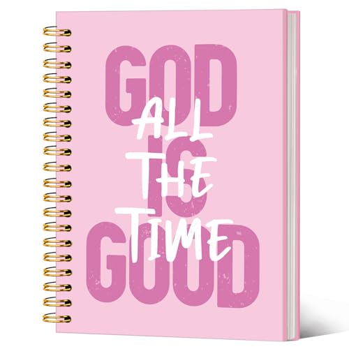 Pink Christian Notebook Journal, Bible Verse Journal for Women, Christian Gifts for Women, Pink Girly Office Supplies, God Is Good All the Time Religious Scripture Spiral Notebook 5.5x8.3 In - color: God ls Good All The Time-Pink