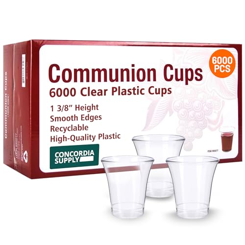 Concordia Supply Communion Cups 1-3/8" Recyclable Clear Plastic (6000 Cups) - color: Transparent, size: 6000 Count