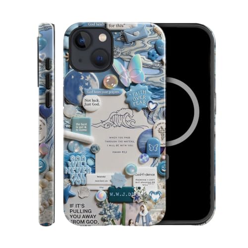 Case for iPhone 15 Plus,Christian Cross Wave Bible Verse Collage Phone Case,Trendy Glossy Magsafe Silicone Shockproof Cover for Girl Women - color: Christian Cross Wave Bible Verse Collage, size: iPhone 15 Plus
