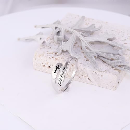 925 Sterling Silver Inspirational Adjustable Rings - Personality Encouragement Jewelry Gift For Women - style: Let Them