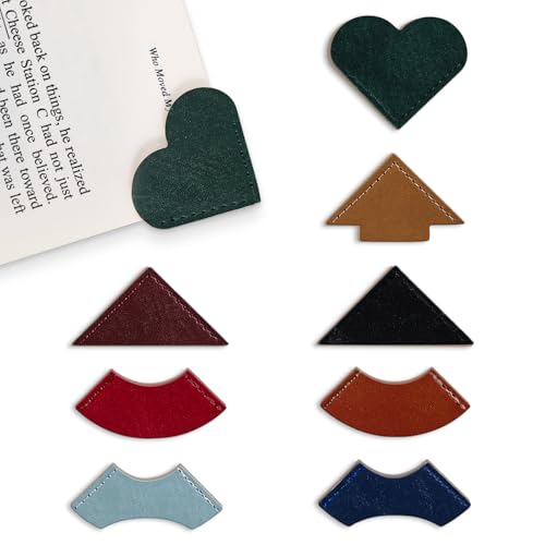8 Pcs Colorful Geometric Vintage Leather Bookmarks, Stylish Corner Page Accessories, Retro Themed Book Page Holders, Durable Book Markers for Reading, Reading Gifts for Women Teens & Book Lovers - style: Geometry 2