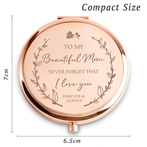 Personalized Gifts for Mom, Custom Mom Gifts for Birthday, Engraved Mother Compact Mirror, Mothers Day Basket Stuffers - color: Mom - I Love You