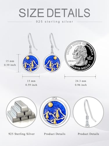 Dorunmo 925 Sterling Silver Mustard Seeds Dangle Earrings for Women Mountains Earrings Hypoallergenic Christmas Jewelry Gifts for Women - style: Mountains-02