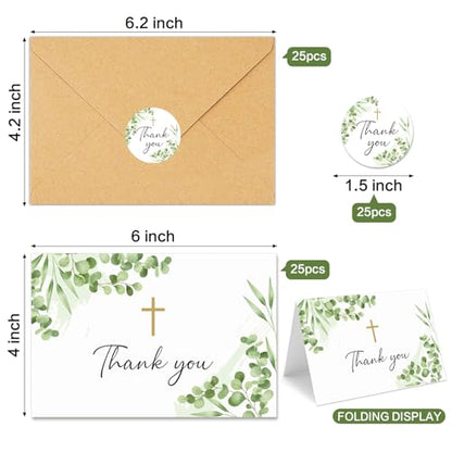 25 Thank You Cards with Envelope, 4x6 In, Blank Inside