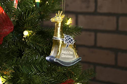 | Baby Boy Giraffe Glass Ornament | Baby Collection - color: Brown
