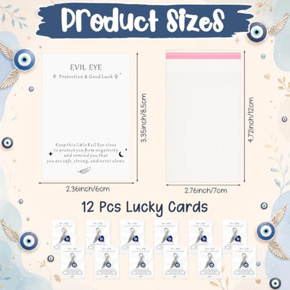 Kenning 12 Set Pocket Hugs Evil Eye Keychain Gifts Bulk, Evil Eye Party Favor Greece Souvenirs Charm Gift Good Luck Turkish Amulet with Lucky Cards for Employee Worker, Women - style: Evil Eye