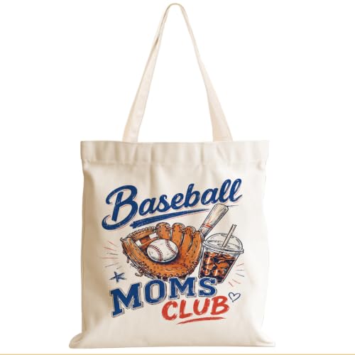 Baseball Soccer Softball Mama Canvas Tote Bag, Christian Tiger Duck Shoulder Bag - color: Baseball Moms 531