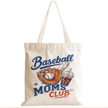 Baseball Soccer Softball Mama Canvas Tote Bag, Christian Tiger Duck Shoulder Bag - color: Baseball Moms 531