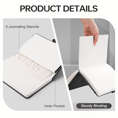 EMSHOI Dotted Journal Notebook, 192 Pages, A5 Size (5.7'' x 8.3'') - color: Black, style: Dotted