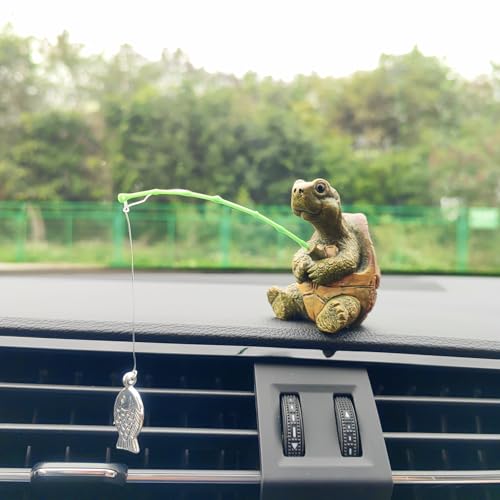 Cute Fishing Car Ornaments for Dashboard, Swinging Fish Car Dashboard Decor, Fun Car Decoration for Dash Car Accessories for Anglers, Home Garden Decor - color: Turtle