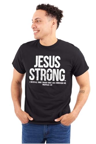 Jesus Strong Philippians 4:13 Bible Graphic T Shirt Men or Women - color: Black, size: Small