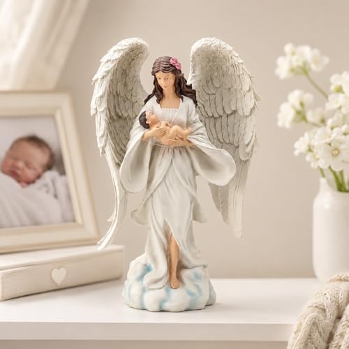 12.6 Inch Guardian Angel Figurine Holding Baby Figurine - size: 12.6 inch