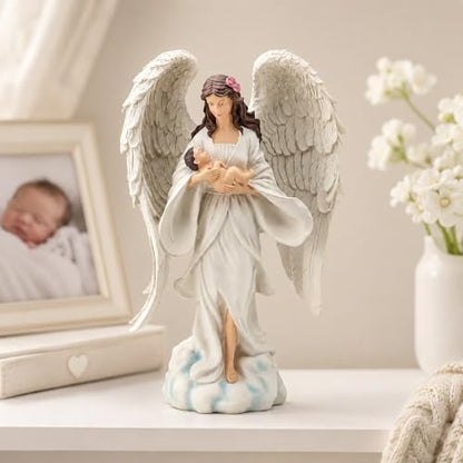 12.6 Inch Guardian Angel Figurine Holding Baby Figurine - size: 12.6 inch