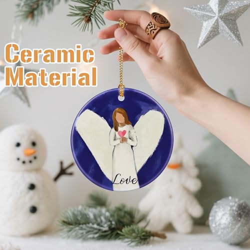 Love Angel Christmas Ornament, Christmas Tree Ornaments, Keepsake Ornaments, Holiday Decor, Angel Gift, Holiday or Xmas Gifts, Gifts for Friends and Family - color: Love Angel