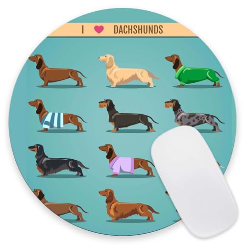 Mouse Pad, Dachshund Mouse Pad, Washable Round Cloth Mousepad for Gaming Office Laptop, Non-Slip Rubber Cute Computer Mouse Pads for Wireless Mouse, Cute Mouse Pads for Desk 7.9×7.9×0.12 inches - color: Dachshund