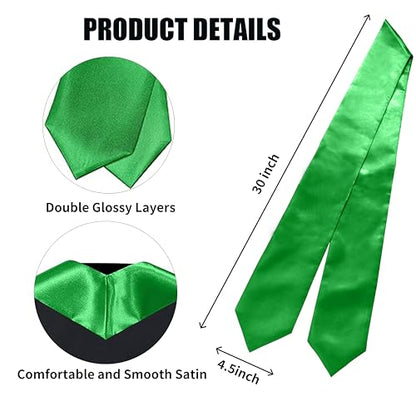 MyGradDay Plain Graduation Stole Colorful Stole for Adult Length 60",Rich in Color - color: Emerald Green