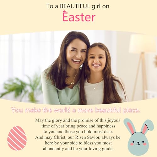 WEDDINEN First Communion Confirmation Baptism Jewelry Gifts for Teens Girls Kids,Cross Heart Necklace for Women Girls Christian Religious Stuffers Jewelry Gifts for Kids - style: Happy Easter