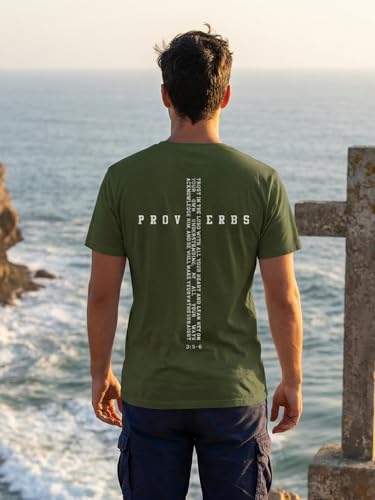 YHHR Christian Shirts for Men Faith Cross Bible Verse Graphic Tee - color: Green, size: Medium