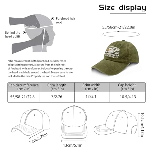 250th Anniversary 250 Years Freedoms Baseball Hat Running Embroidered Cap for - color: Army Green