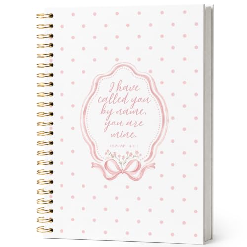 Pink Bow Polka Dot Christian Notebook Journal for Women 5.5x8.3 - color: ISAIAH 43:1