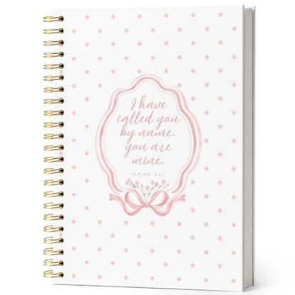 Pink Bow Polka Dot Christian Notebook Journal for Women 5.5x8.3 - color: ISAIAH 43:1