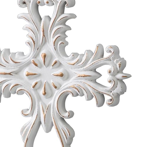 SOFE Decorative Crosses Wall Decor, 13 Inches Tall Rustic White Crucifix