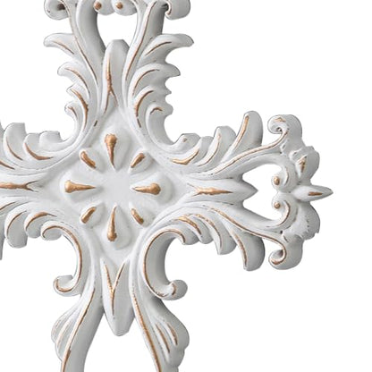 SOFE Decorative Crosses Wall Decor, 13 Inches Tall Rustic White Crucifix