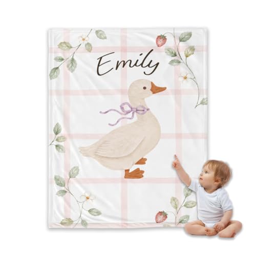 Personalized Strawberry Goose Blanket, Custom Baby Throw Gift - color: #Ver15