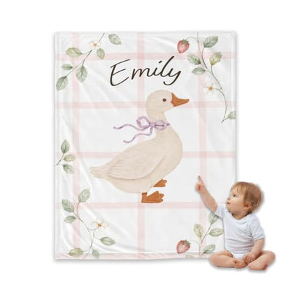 Personalized Strawberry Goose Blanket, Custom Baby Throw Gift - color: #Ver15