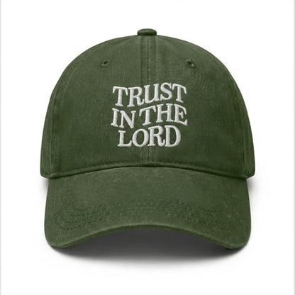 Fkatuzi Trust in The Lord Hats for Men Women Christian Jesus Faith Hats Religious God Hat Embroidered Baseball Caps Cotton - color: Army Green