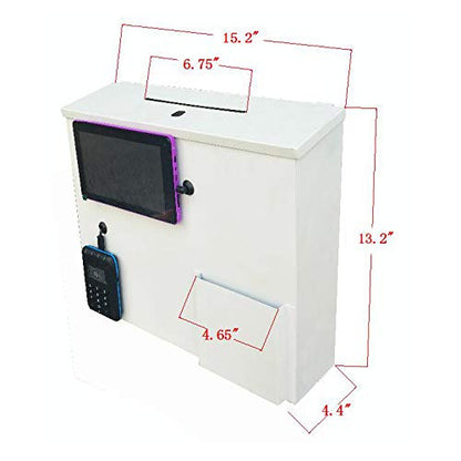 FixtureDisplays® Credit Card Processing Donation Box Tithing Collection Box Charity Fundraising W/ Acrylic Header Clear Sign Holder 16977+16800-NPF