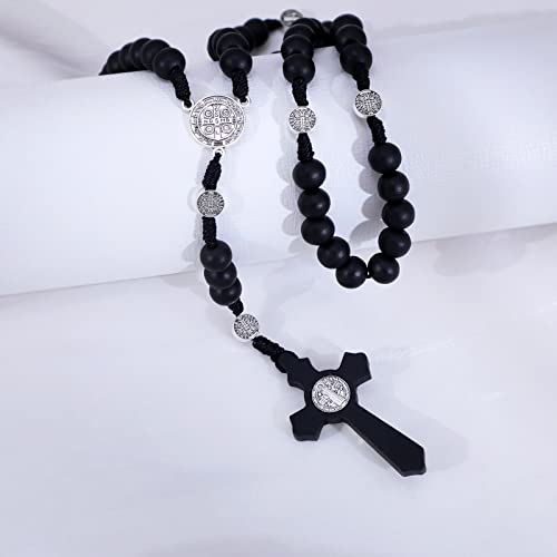 KOMI Handmade Wooden Catholic Rosaries, Rosary Beads Necklace Wood Christian Prayer Beads Catholic Christian Gift - style: Rosary#6#7