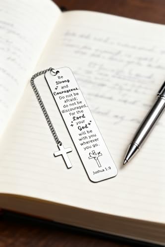 Be Strong and Courageous Bookmark, Christian Gifts for Men Women, Joshua 1:9 Inspirational Bible Verse Gifts, Graduation Encouragement Gifts for Son Daughter, Religious Baptism Keepsake - style: BM018 Bible Verses
