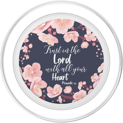 Christian Bible Verse Proverbs 3:5 Navy Blue Floral PopSockets PopGrip for MagSafe - style: Magnetic PopGrip