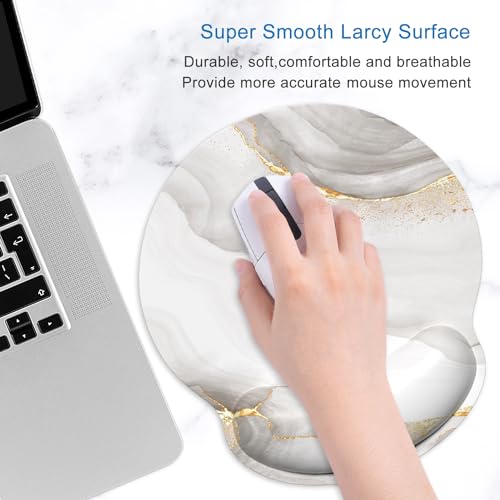 ITNRSIIET Ergonomic Mouse Pad with Wrist Support Wrist Rest Smooth Surface Non-Slip Rubber Base Comfortable Office Supplies Pain Relief, 9.8 x 9.1 inches, White marbling - color: White marbling