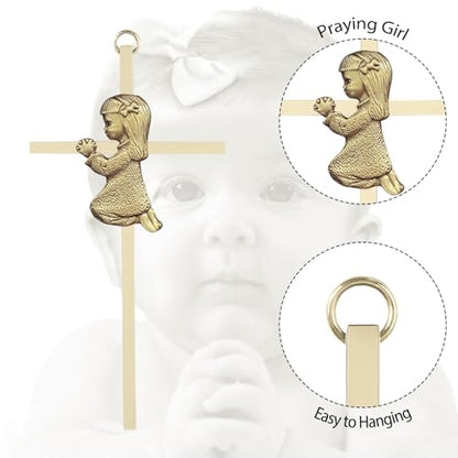 Tryuunion Baby Wall Cross Baptism Gifts for Girl, 6-inch Gold Blessing Girl Baptism Crosses for First Holy Communion Christening and Dedication Baptismal Gifts from Godparents - color: Gold Girl