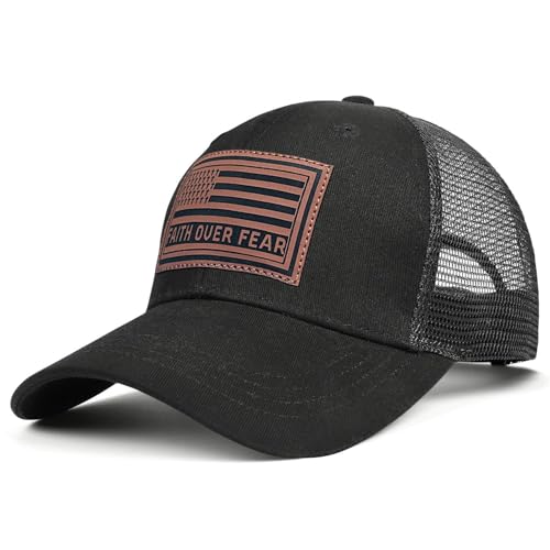 Christian Hats for Men Women, Faith Over Fear Hat - color: Flag Cross