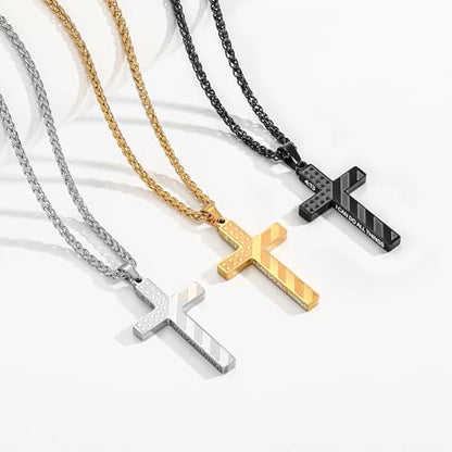 Cross Necklace for Men, 316L Stainless Steel American Flag Bible Verse Christmas Christian Catholic Baptism Confirmation Gifts 22+2 Inches - color: Silver, style: 19:26 All THINGS ARE POSSIBLE