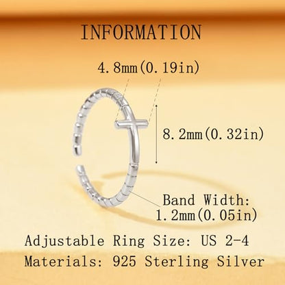 925 Sterling Silver Toe Ring for Women Adjustable Cross Toe Rings - color: Silver