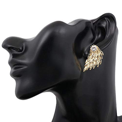4 Pairs Retro Stereo Angel Wings Earrings for Women Fashion Feather Zircon Earrings Jacket Punk Gothic Jewelry