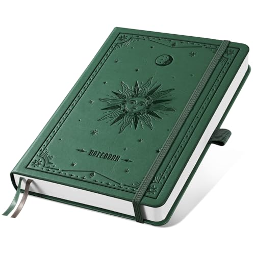 EMSHOI Lined Journal Notebook, 192 Numbered Pages, A5 Size (5.7'' x 8.3'') - color: Dark Green, style: Ruled