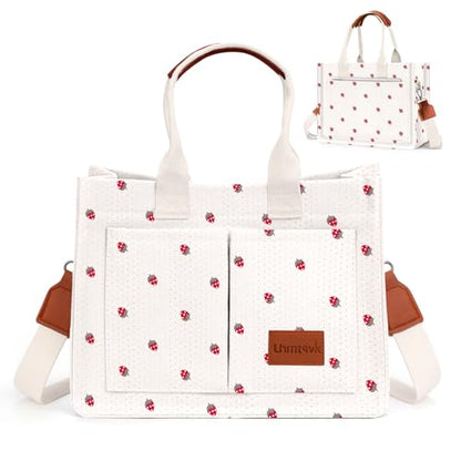 LHMTQVK Canvas Tote Bag for Women, Work & Bible Study Handbag - color: Cute Strawberry
