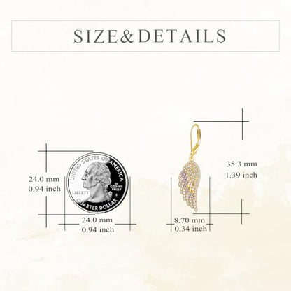 Angel Wings Dangle Drop Earrings for Women Sterling Silver Crystal Angel Wing Jewelry for Wife Mother Wife
