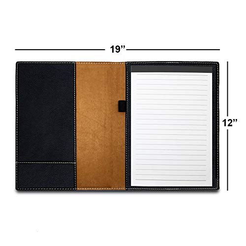 Large 9.5" X 12" Portfolio Notepad, Christian Cross, Personalized Engraving Included (Black with Silver) - color: Black With Silver Engraving, size: Large 9.5 X 12