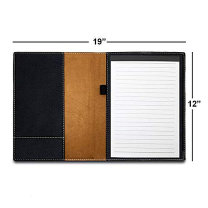 Large 9.5" X 12" Portfolio Notepad, Christian Cross, Personalized Engraving Included (Black with Silver) - color: Black With Silver Engraving, size: Large 9.5 X 12