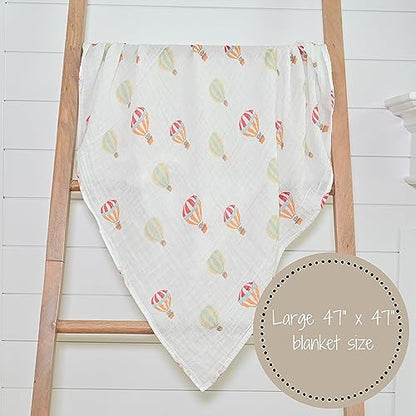 LollyBanks Muslin Swaddle Blankets, 100% Organic Cotton Receiving Blanket - color: The Sky is the Limit Or Lift Me Up