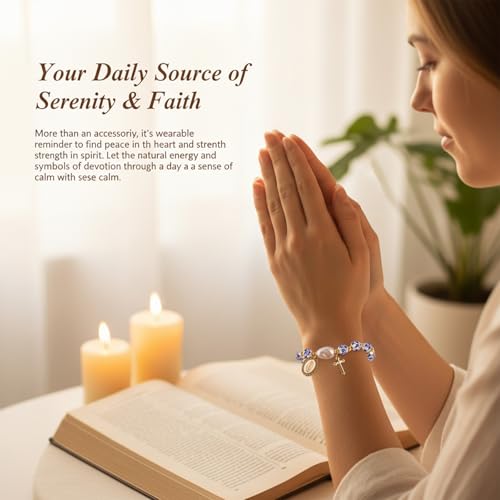 Holy Water Bracelet for Women,Religious Christian FaithJewelry - color: Blue